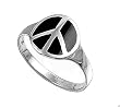 SSterling Silver Peace Sign Ring - Face Height: 12mm - Band Width: 3mm, Sizes: 5-10
