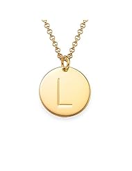18k Yellow Gold Plated Engraved Initial Necklace - Custom Made with Any Initial! Free engraving!