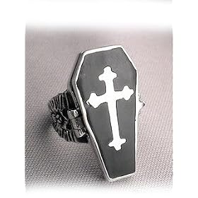 Sterling Cross Coffin Tomb Mummy Ring