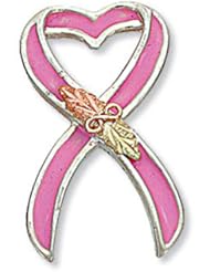 Landstroms Black Hills Gold and Silver Breast Cancer Pin - TT950SS-PNK