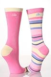 Ladies 2 Pair Elle Striped and Plain Bamboo Socks
