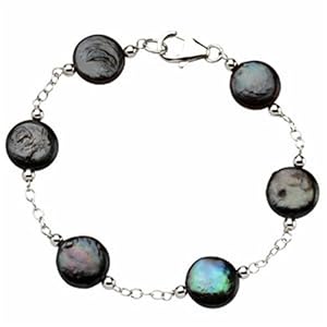 Freshwater Cultured Black Coin Pearl Bracelet