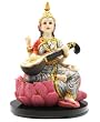 Colorful Hindu Goddess Saraswati Statue on Base