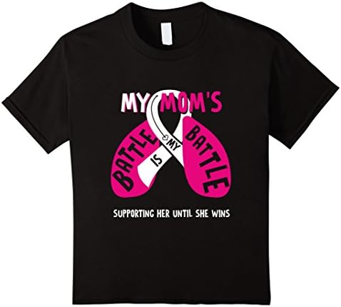 Kids My Mom's Battle Lung Cancer Support Love Awareness Tee Shirt 8 Black