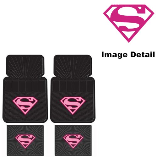  Supergirl DC Comics Shield Logo Car Truck SUV Front & Rear Seat Rubber Floor Mats - 4PC