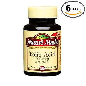 Nature Made Folic Acid 400mcg, 250 Softgels (Pack of 6)