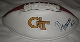 Demaryius Thomas Autographed Georgia Tech Yellow Jackets Logo Football W/PROOF, Picture of Demaryius Signing For Us, Denver Broncos