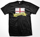 England Flag and Banner Tattoo Style Design Mens T-shirt, British National Pride Mens Shirt