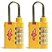 Set of Two 4 Dial Heavy Duty Safeskies TSA Accepted Combination Locks Sunburst Yellow