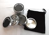 SMART CRUSHER® 2.25" SILVER 4PCS ALUMINUM Magnetic Herb Pollen Spice Grinder with free GRINDER POUCH & pollen scrapper