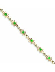 1.5 Carat 14K Gold Diamond and Emerald Flower Bracelet
