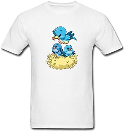 Pingteam Men's Cartoon bird flying bird's nest art T shirts Size XXL White