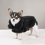 Dog Coat - Black Faux Mink Coat for Pets - Small