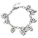 West Coast Jewelry Women's Stainless Steel Polished Heart Charm Dangle Bracelet - 6.5