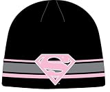Superman Supergirl Logo Beanie - Pink Silver Winter Skull Hat Cap