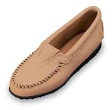 Deerskin Gore Front Moccasins by Minnetonka in Mocha