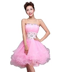 A-line Strapless Organza Lace-Up Sequined Beaded Homecoming Dress/Mini Dress 