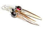 Pearl and Garnet Sterling Silver Earrings