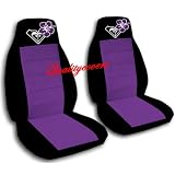2 Black and Purple seat covers with a Hibiscus flower for a 2006 to 2011 Chevrolet... by Designcovers