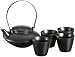 Yedi Houseware Japanese Teapot with Filter and 4 Teacups, Black
