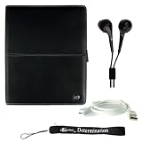 Apple Ipad Tablet ( 3G , wifi , WiFi + 3G ) Hard Exclusive Perfect Quality Leather Carrying Case for ipad ( iPad Accessories Only ) + Includes a 4-inch eBigValue (TM) Determination Hand Strap + USB 2.0 Data Sync Cable for Apple Ipad + Fashion Earbud Headset Headphones 3.5mm In-Ear Stereo ( Black )
