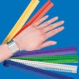 Lot of 12 Asst Color Metallic Slap Bracelets Favors