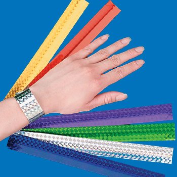 Lot of 12 Asst Color Metallic Slap Bracelets Favors