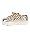 Breckelles DI86 Women Metallic Quilted Cap Toe Flatform Sneaker - Gold