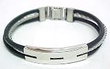 Stainless Steel & Rubber Cable Bangle Bracelet
