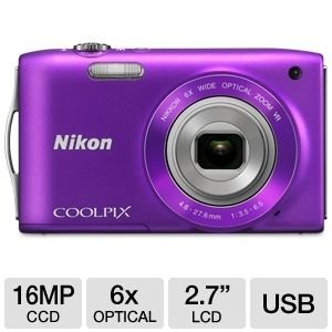 Nikon COOLPIX S3300 16 MP Digital Camera with 6x Zoom NIKKOR Glass Lens and 2.7-inch LCD $89.95