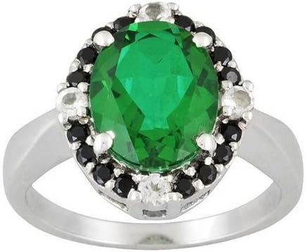 Large 2.60ct Emerald Color Beryl Triplet Sterling Silver Ring - Size 8