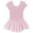 Girls' Short-Sleeve Dress with Mesh Skirt - Pink