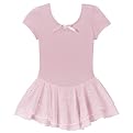 Girls' Short-Sleeve Dress with Mesh Skirt - Pink