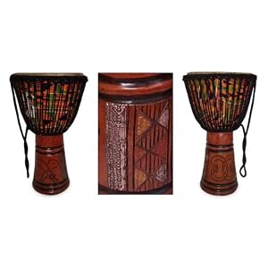 Wood djembe drum, 'Sword of Honor'