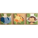 Kids Line Jungle 123 Canvas Wall Art 3 Piece, Brown