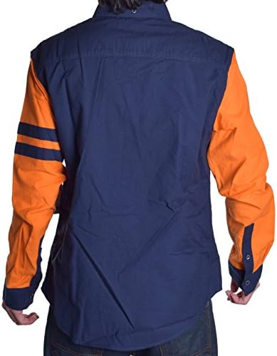 Prpgnda Men's Vibrant Navy Orange Button Up Shirt Size XL