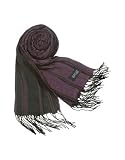 Basile Striped Knit Fringed Long Scarf Purple