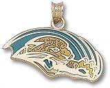 Jacksonville Jaguars Solid 10K Gold Cat Scratch Enamel 1/2'' Pendant