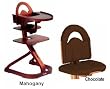 Svan High Chairs from Scandinavian Child with Infant Kit and Cushion, Chocolate Cushion with Mahogany Wood