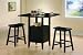 3 Pc Black Finish Counter Height Drop Leaf Pub Set with Saddle Stools