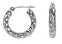 14k White Gold Diamond-cut Glitter Mesh Hoop Earrings