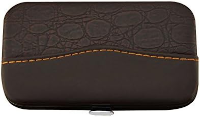 eBelken 7 in 1 7pcs Stainless Steel Manicure Pedicure Ear pick Nail Clippers Set Scissors Care Grooming with Leather Case Tweezer Earpick Hand-Hold Brown Stone pattern