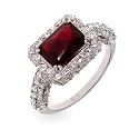 Eve's Addiction Katherine's Romantic Ruby CZ Sterling Silver Cocktail Ring