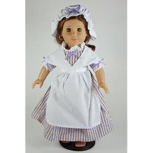 Colonial Purple Striped Dress for 18 Inch Dolls Including the American Girl Line by
