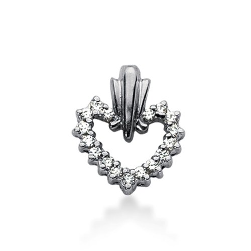 14K Gold Share Prong set Diamond Heart Pendant (0.34 cttw, F - G Color, SI2 Clarity)