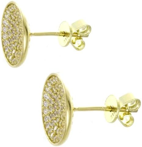 Sterling Silver Gold Plated CZ Stone Women's Stud Earrings