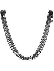 Silver Ruthenium Plated 7.50" 1.70mm Multi Strand Popcorn Like Bracelet With Pear Shape Clasp