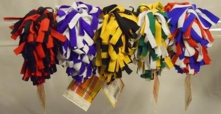 Pom Pom Shaped - School Spririt Accessory, Elastic Band, One Size (Various Colors) (Green/Gold/White)