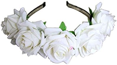Lookcon Fashion All-match Sweet Elegant Velvet Rose Wreath Headbands(White)