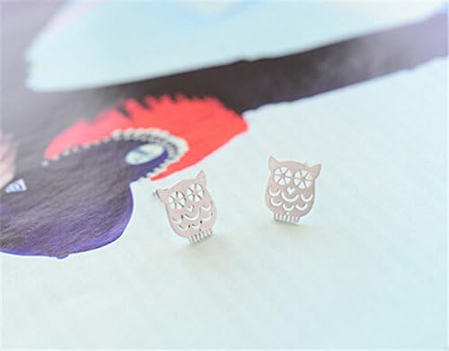 MagicPieces Silver Hollow Out Owl Shape Short Necklace and Stud Earrings Set GDP 0704